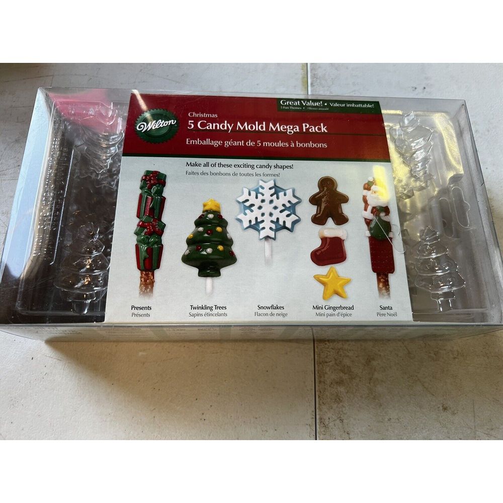 Wilton Christmas 5 Candy Mold Mega‎ Pack Santa Tree Snowflake Stocking NEW NIP